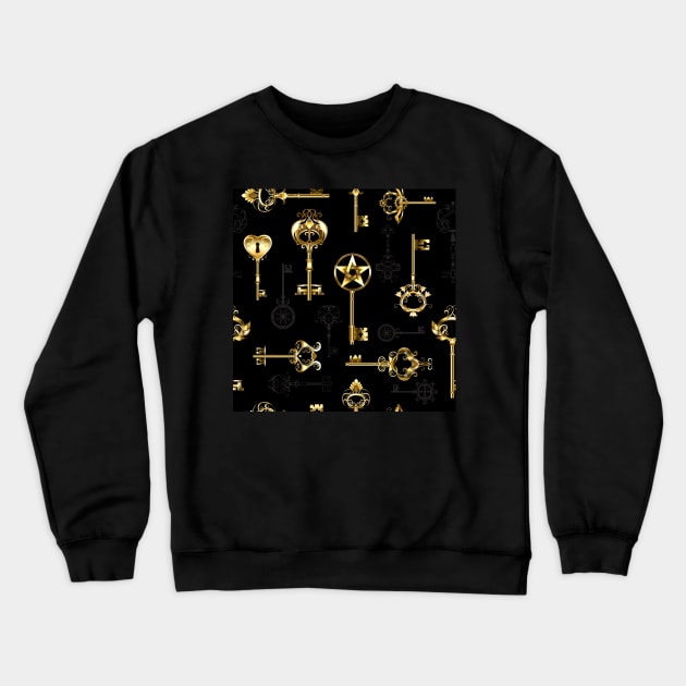 Seamless Pattern with Golden Keys Crewneck Sweatshirt by Blackmoon9